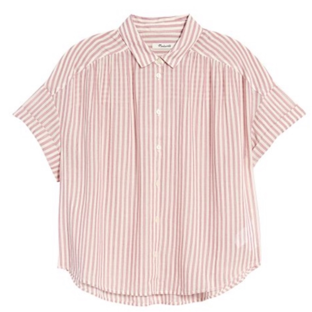 NWT Madewell button down shirt red pink stripe